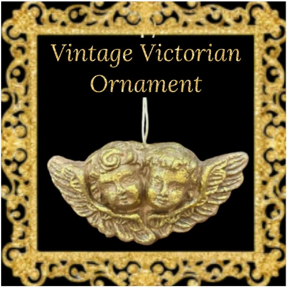 Gold Angel Ornament Vintage Christmas Handmade Ornament Victorian Luxury Cherubs